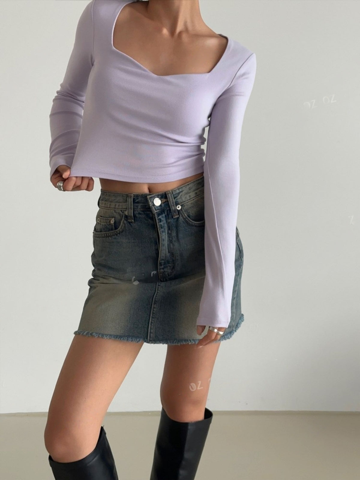 Eco Modal Sweetheart Neck Crop Top