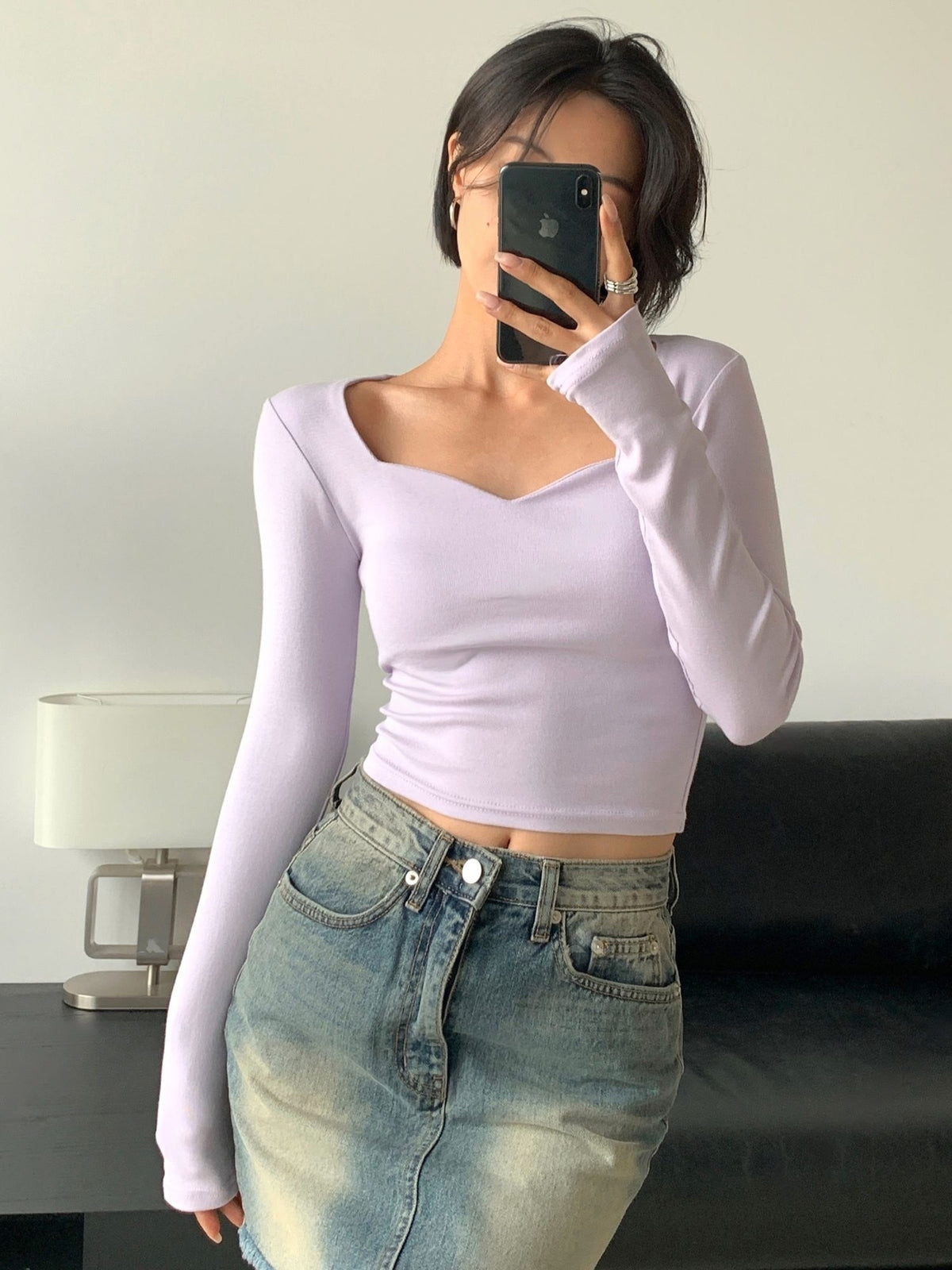 Eco Modal Sweetheart Neck Crop Top