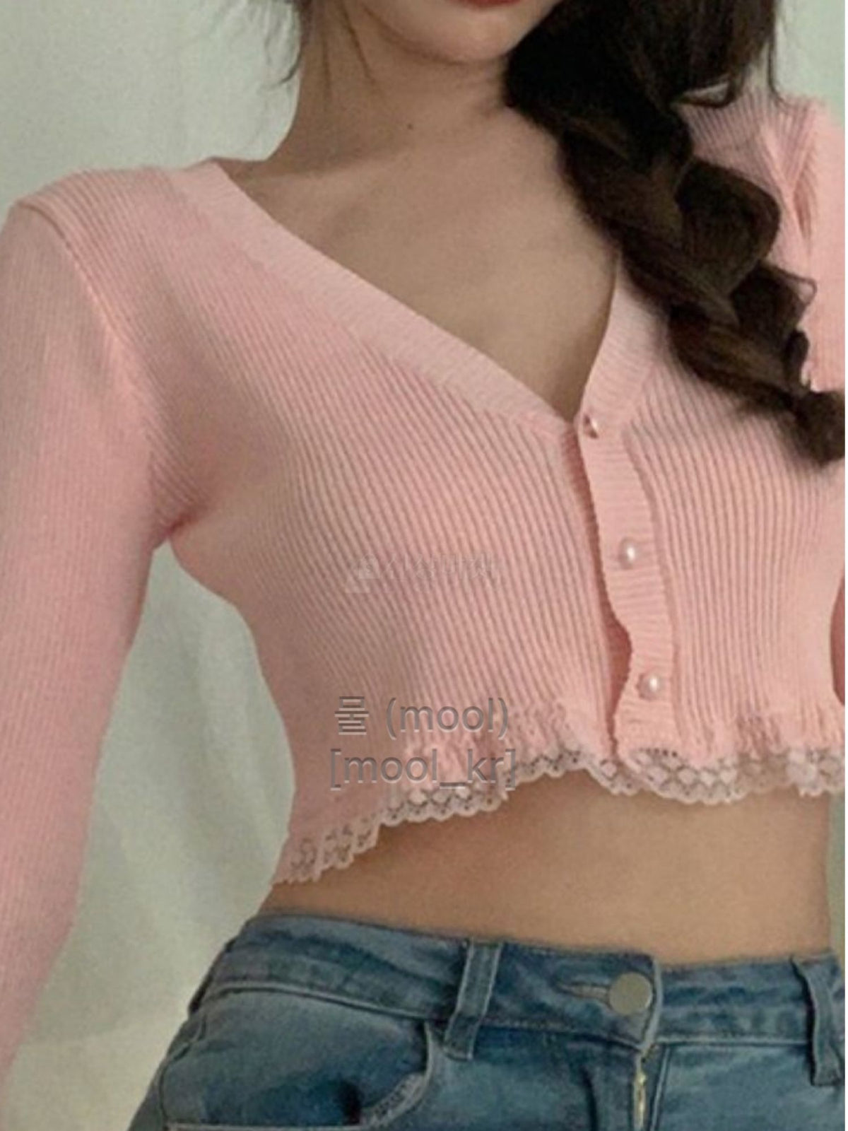 Jennie Lace Ribbed Crop Cardigan