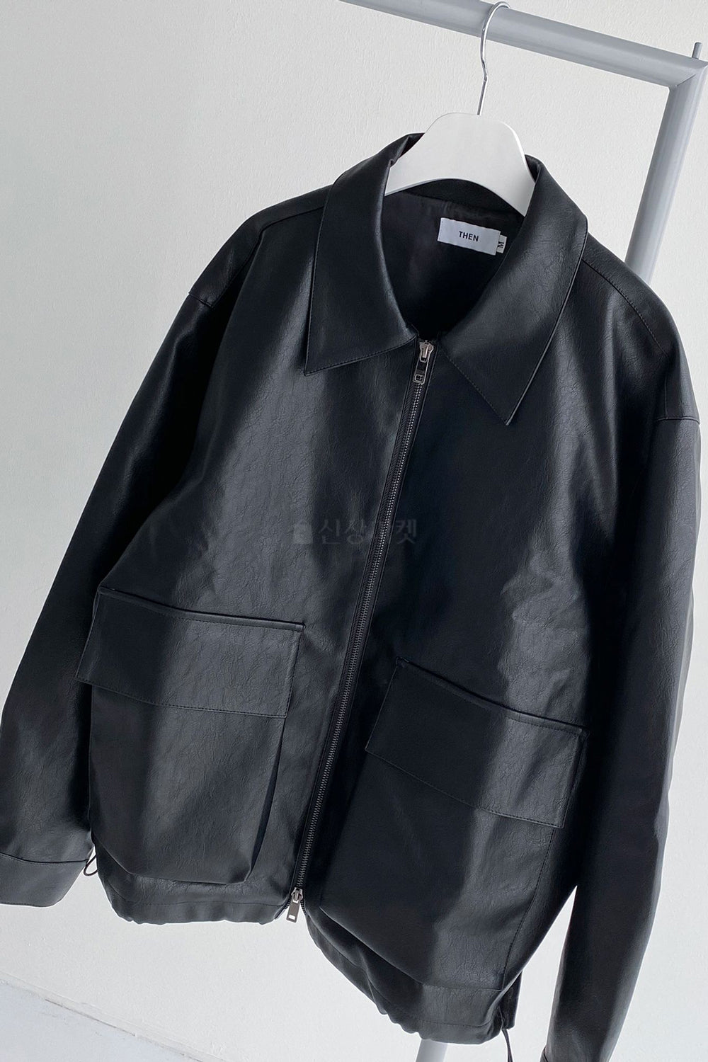 Oversized Faux Leather Full Zip Jacket