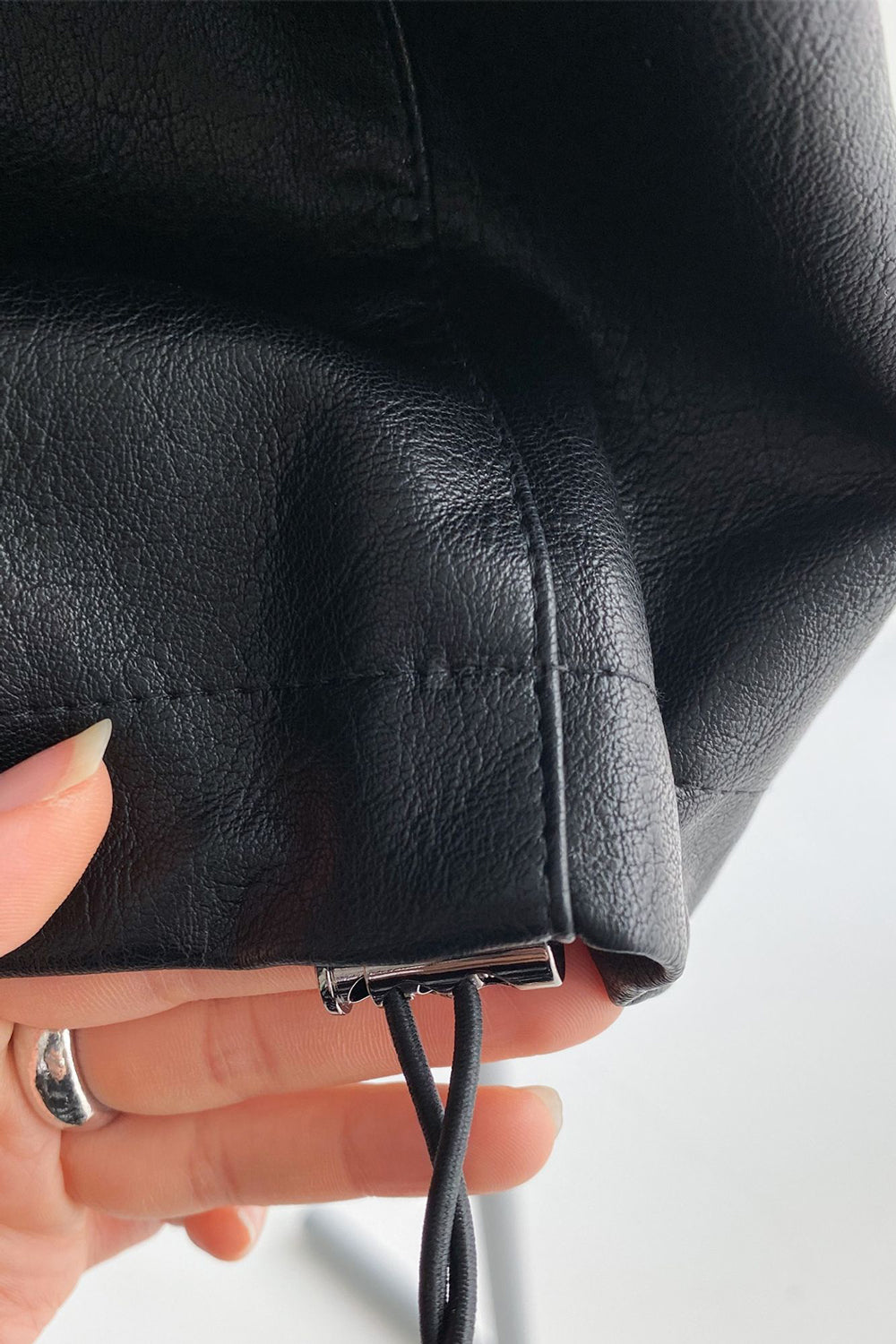 Oversized Faux Leather Full Zip Jacket