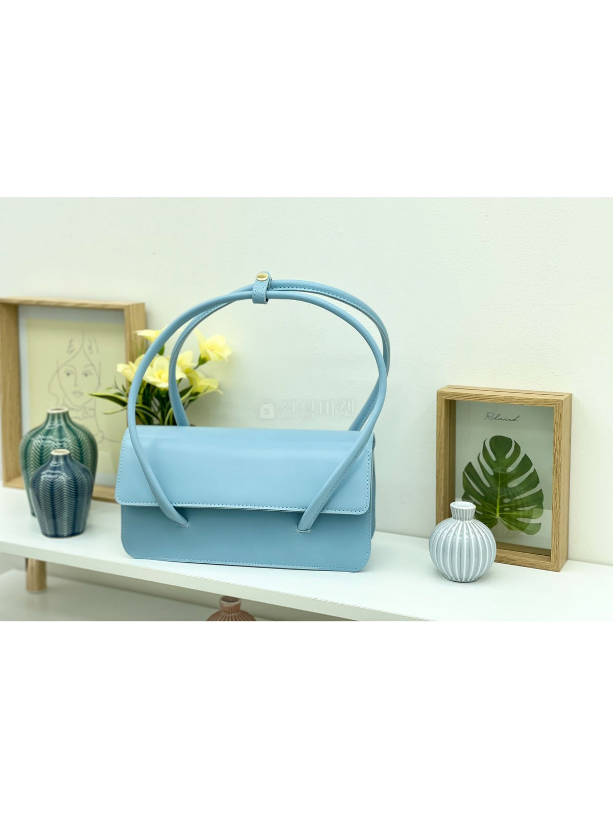 Faux Leather Square Shoulder Tote Bag