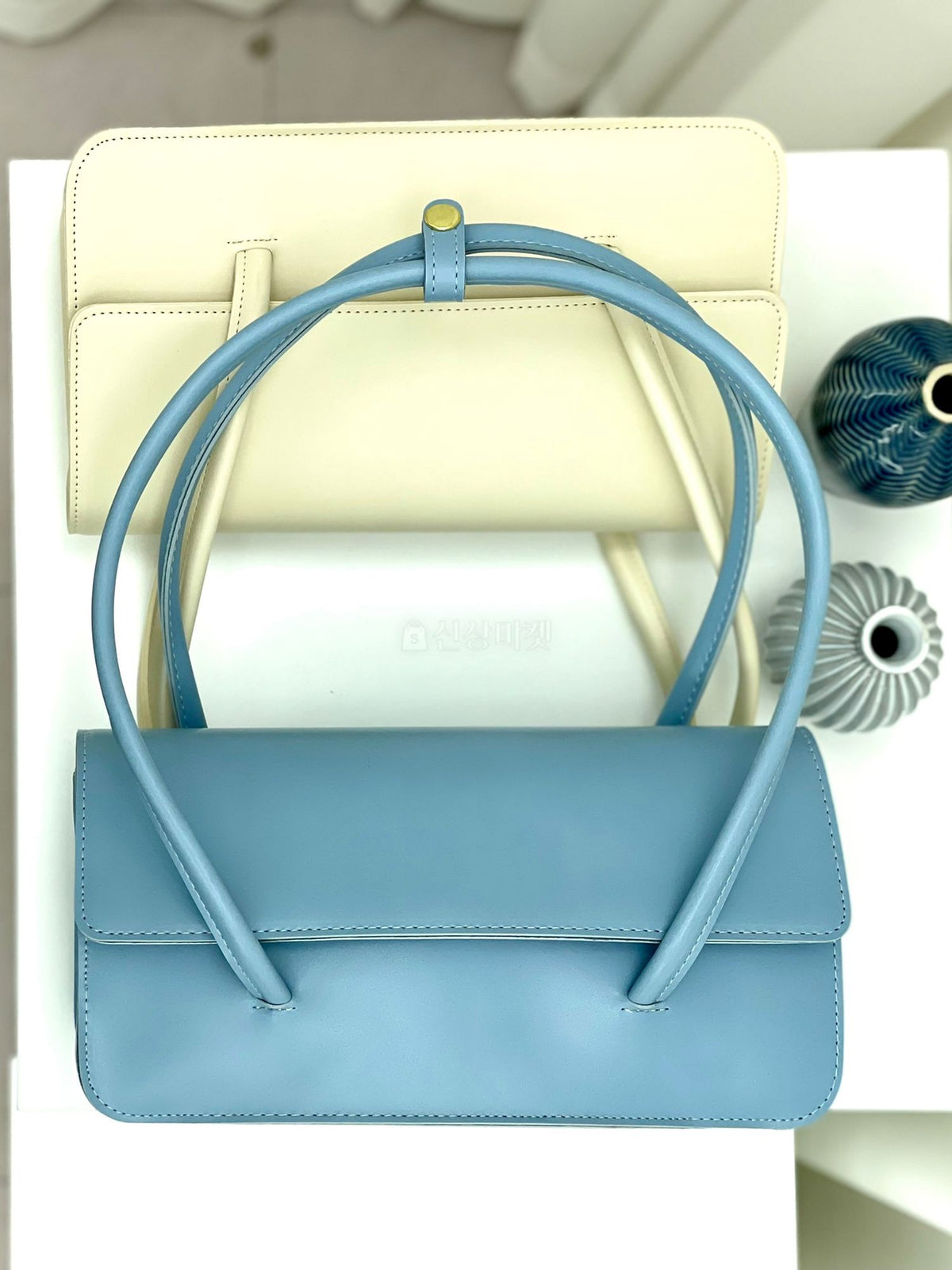 Faux Leather Square Shoulder Tote Bag