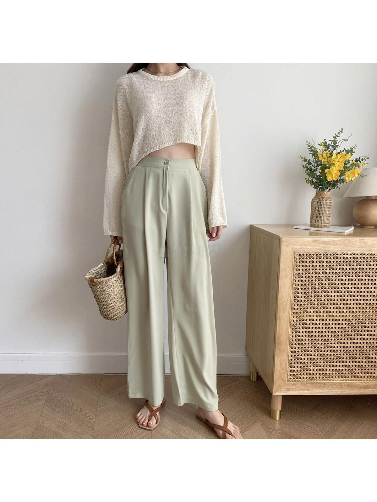 See Through Crop Knit Sweatshirt