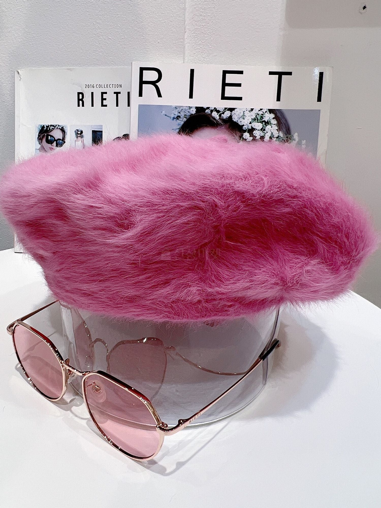 Fluffy Angora Fur Beret Hat