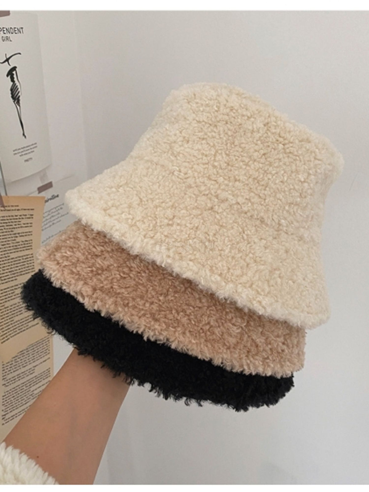 Faux Lamb Fur Wool Bucket Hat
