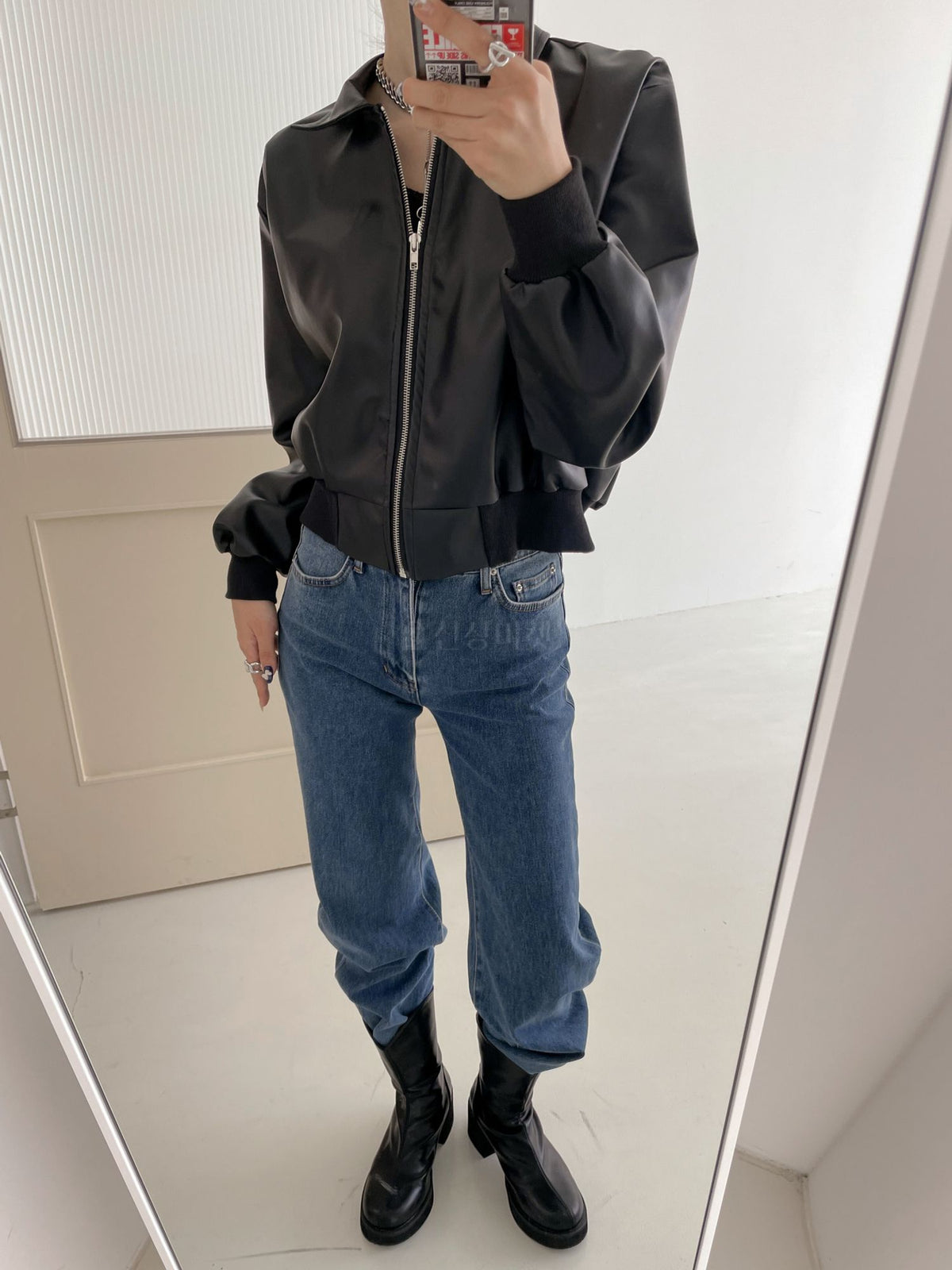 Faux Leather Full Zip Jacket