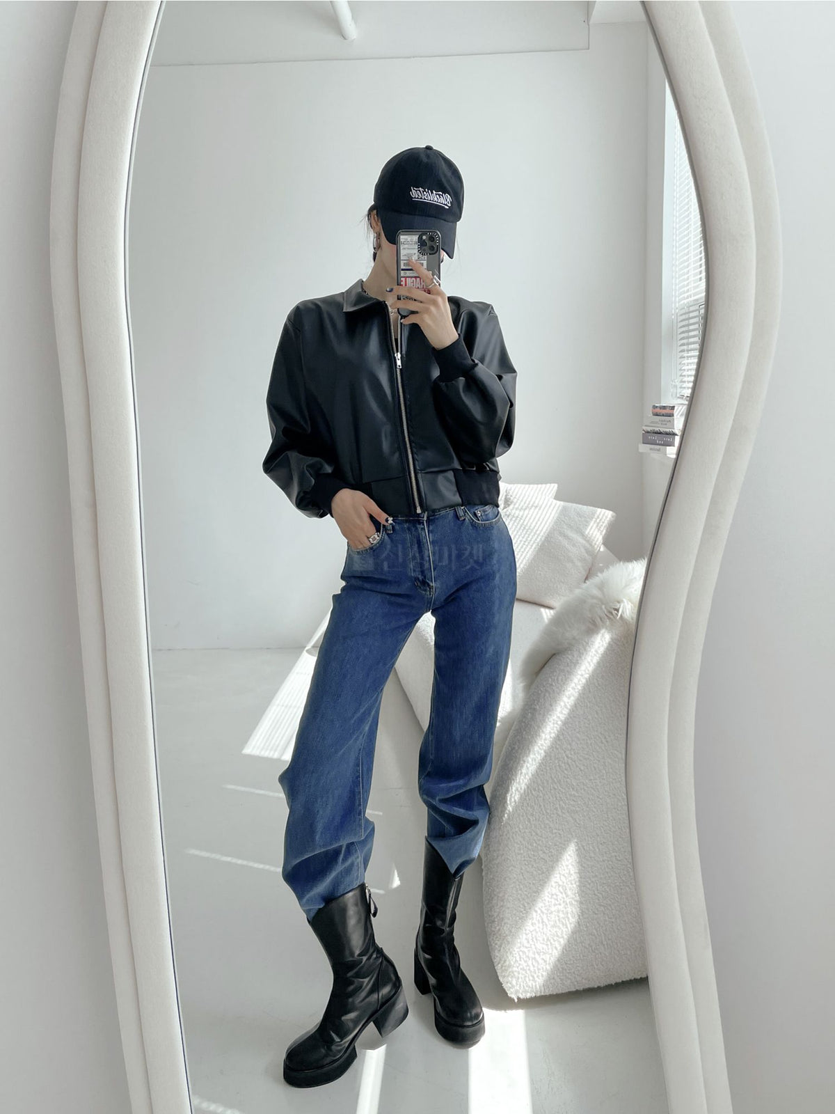 Faux Leather Full Zip Jacket