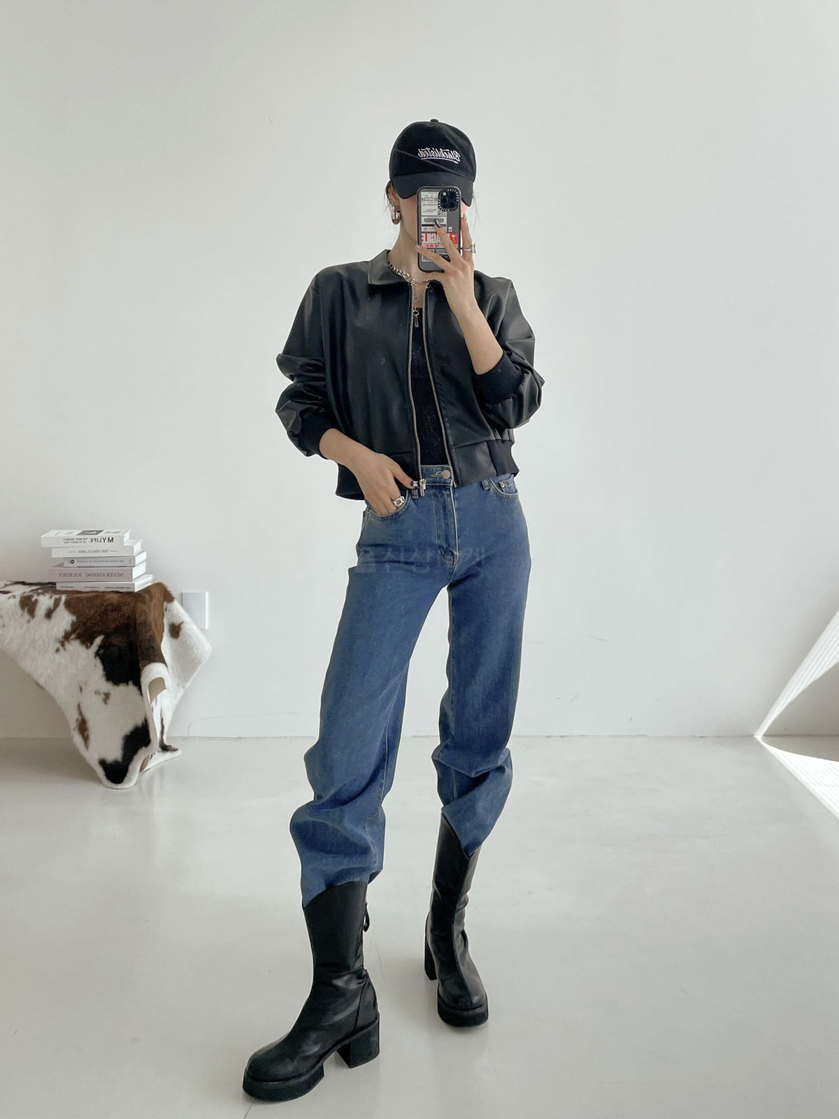 Faux Leather Full Zip Jacket