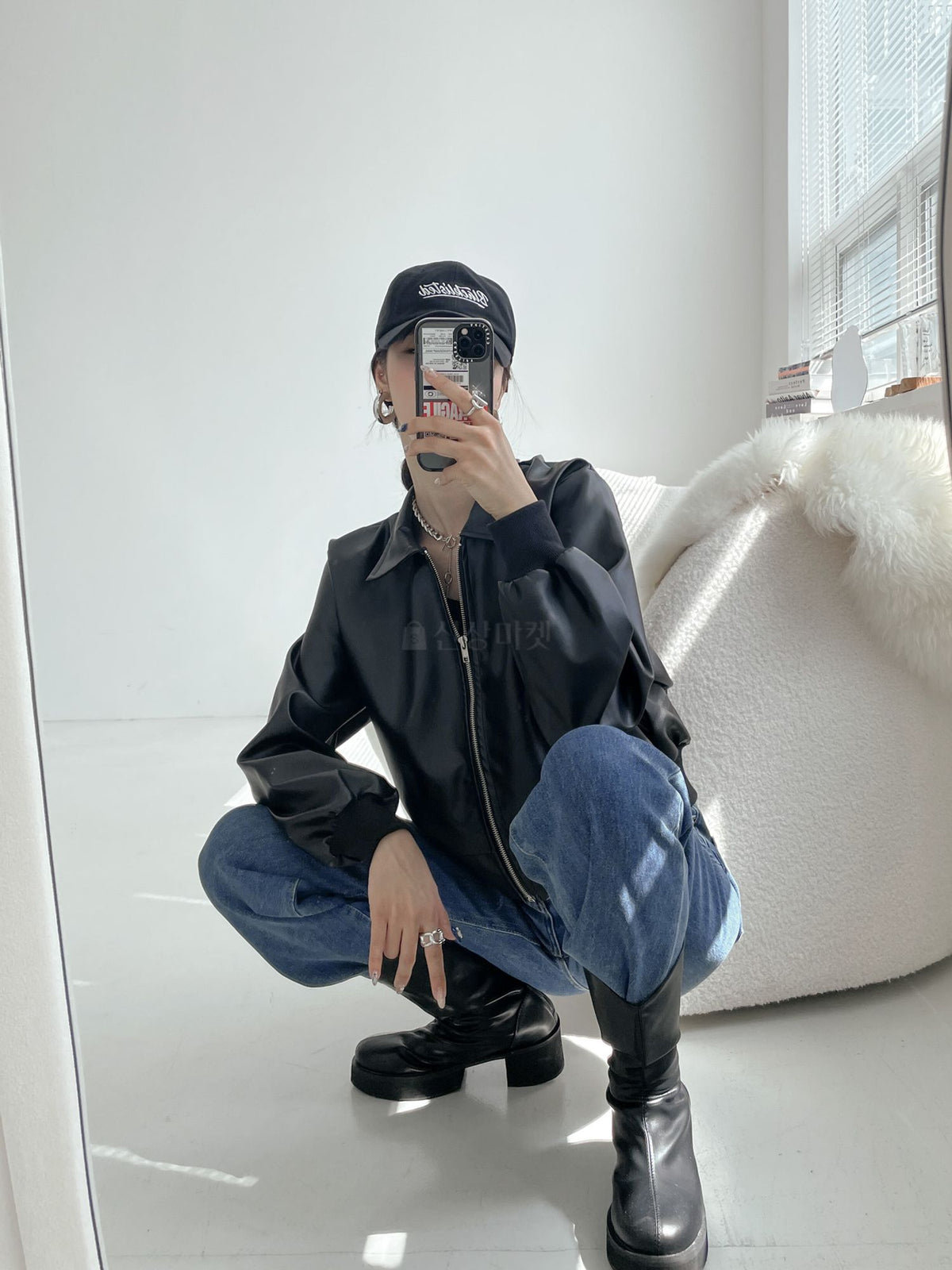 Faux Leather Full Zip Jacket