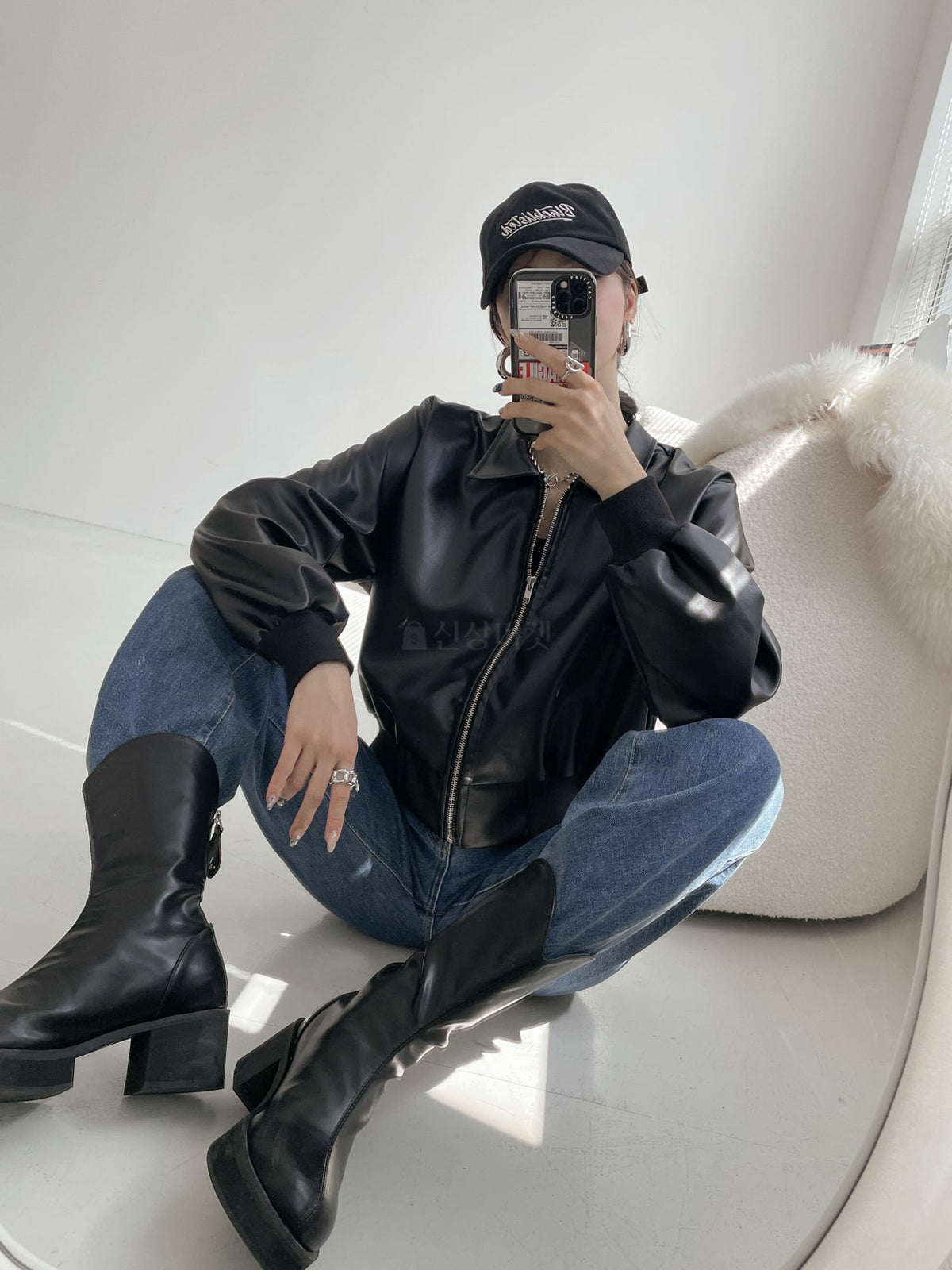 Faux Leather Full Zip Jacket