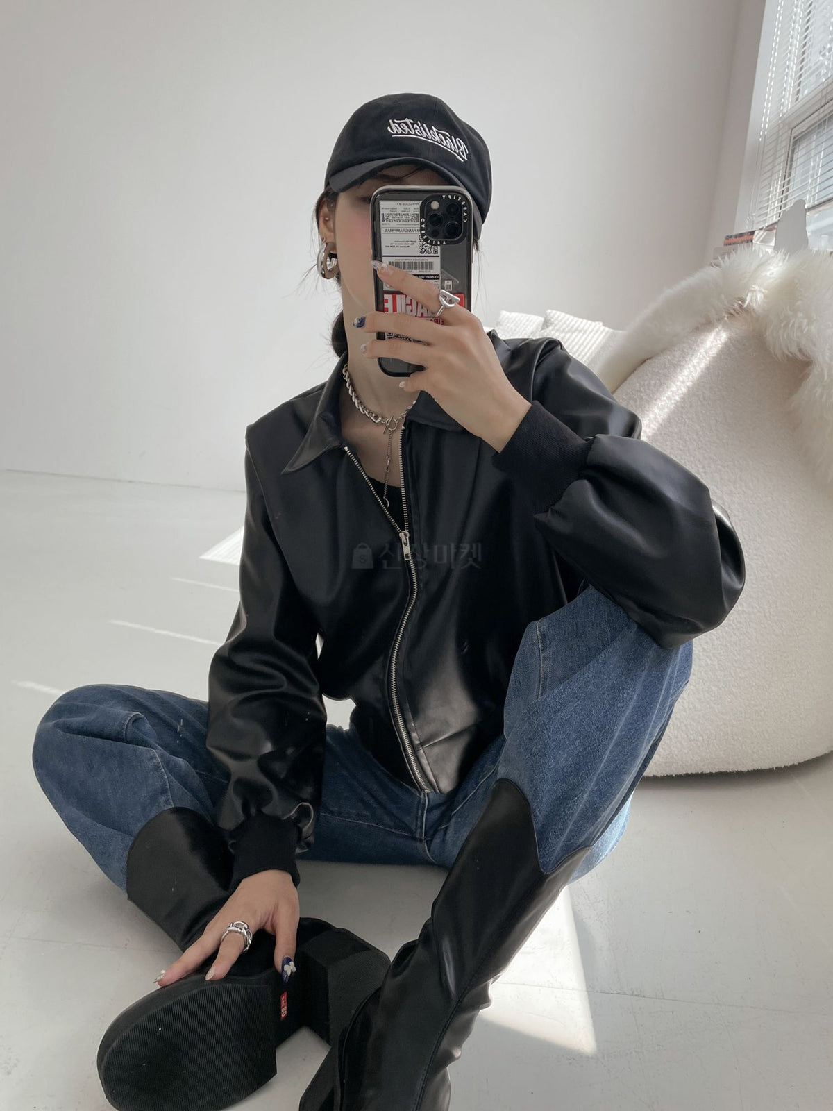 Faux Leather Full Zip Jacket