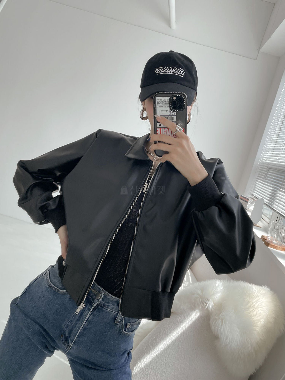 Faux Leather Full Zip Jacket