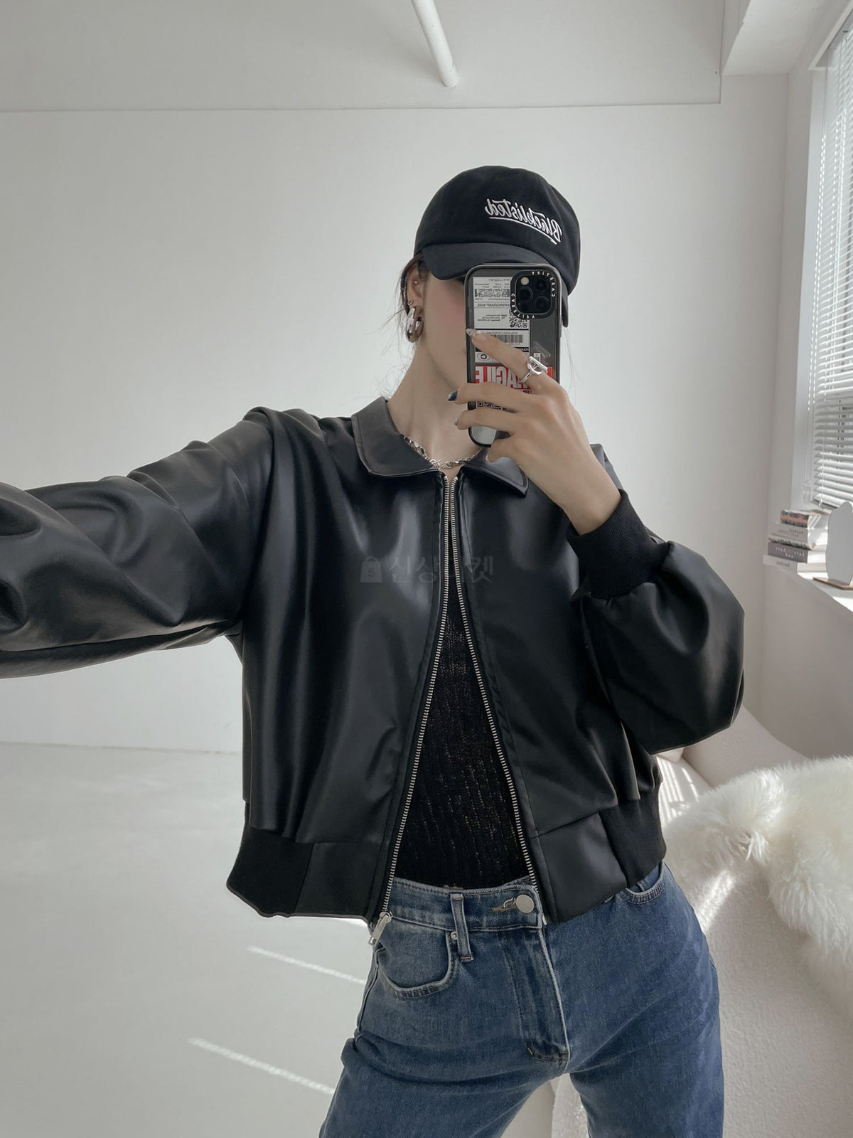 Faux Leather Full Zip Jacket