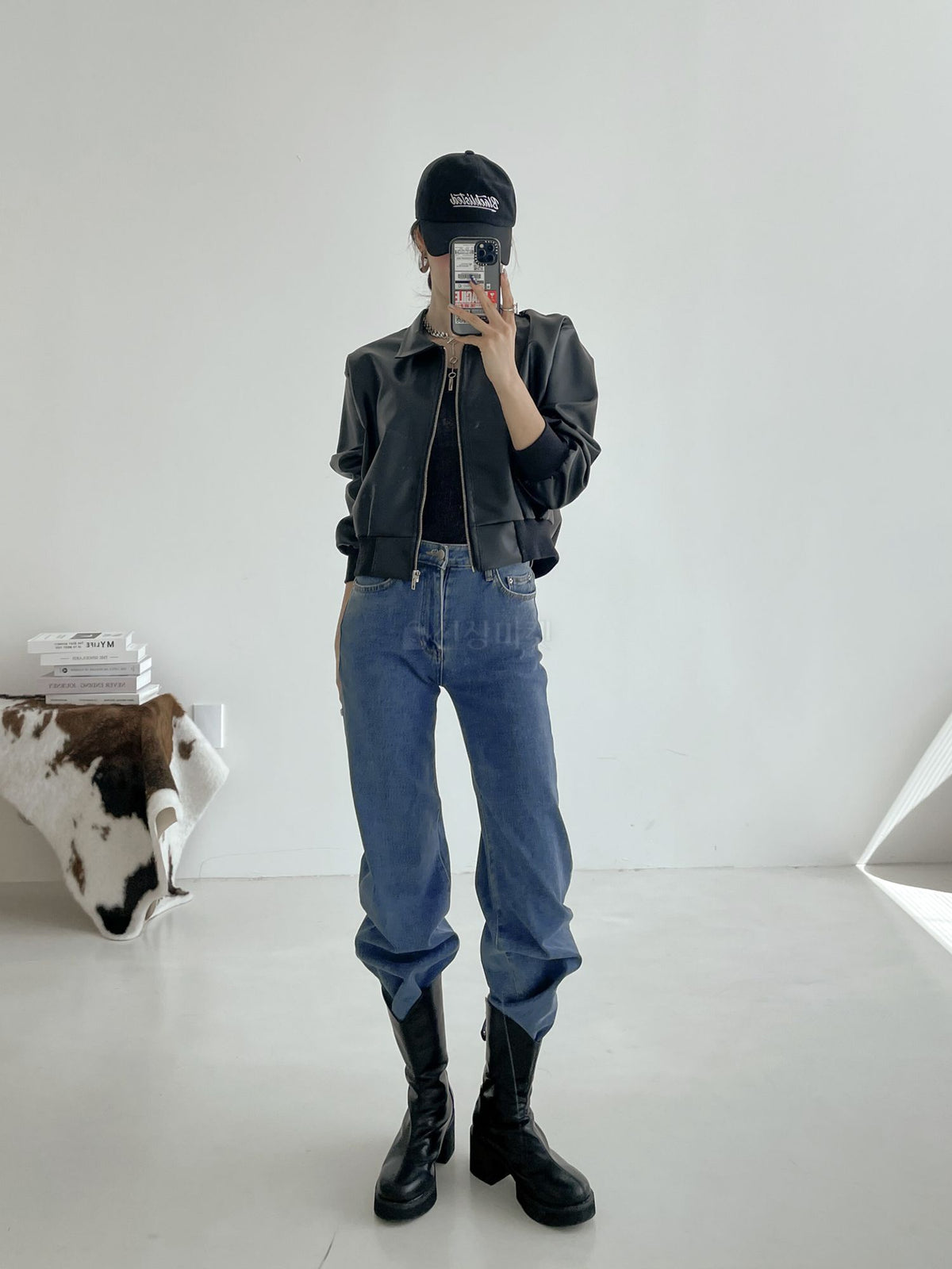 Faux Leather Full Zip Jacket