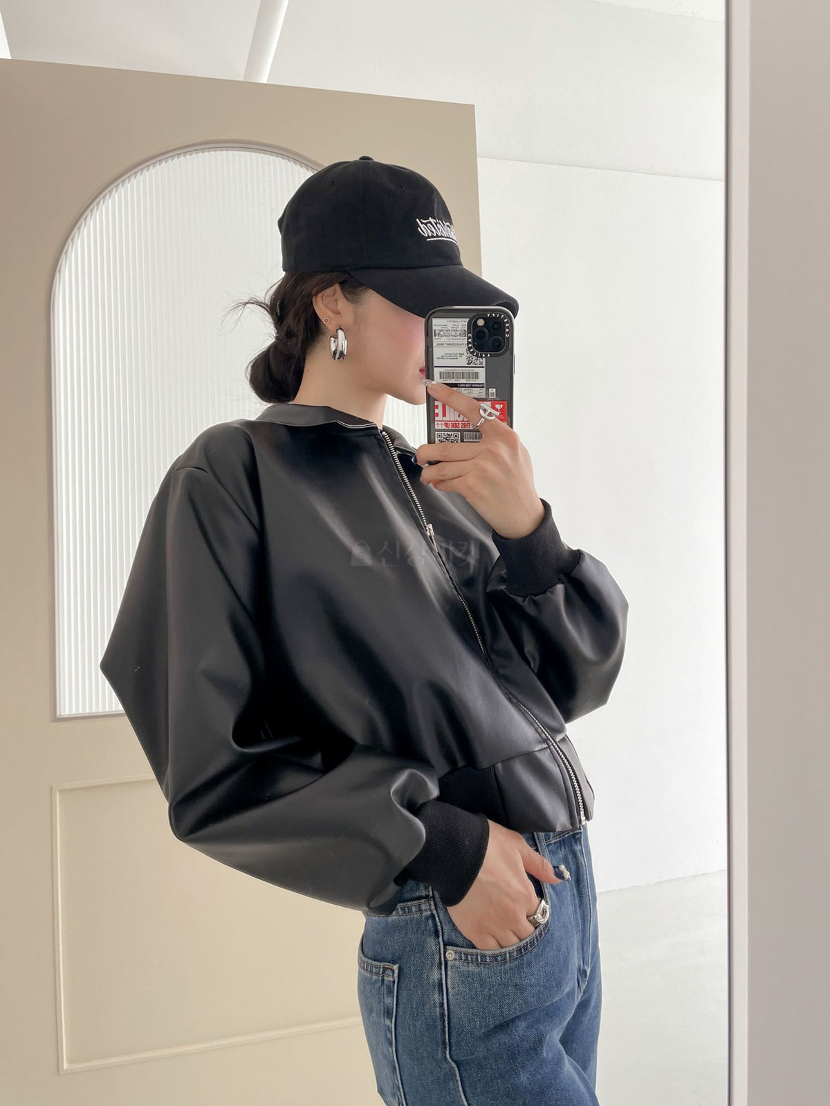 Faux Leather Full Zip Jacket