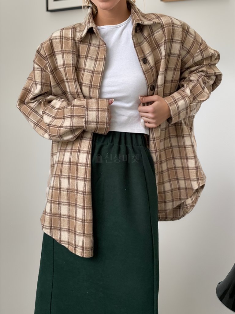 Wool Fuzzy Plaid Shacket