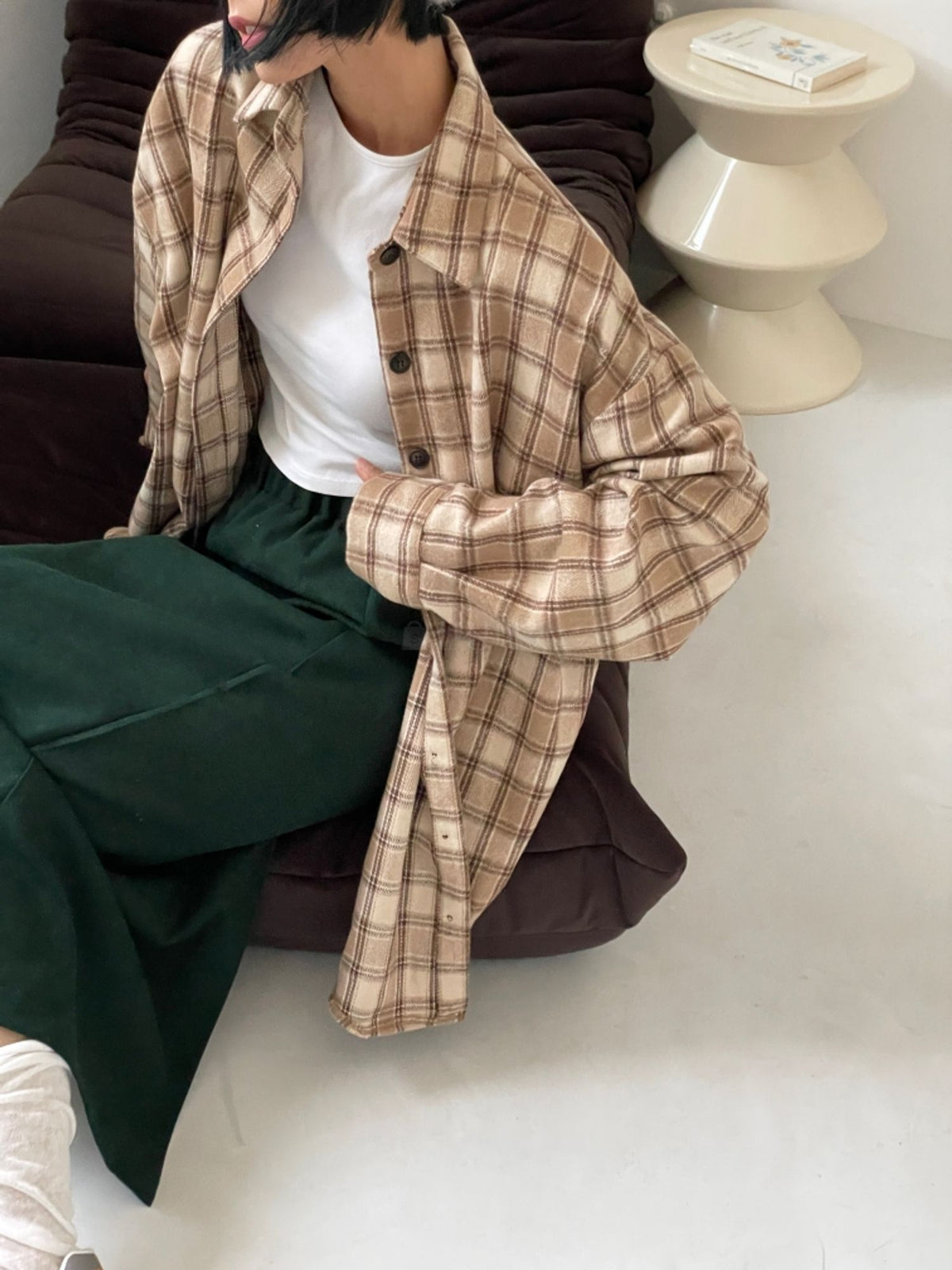 Wool Fuzzy Plaid Shacket