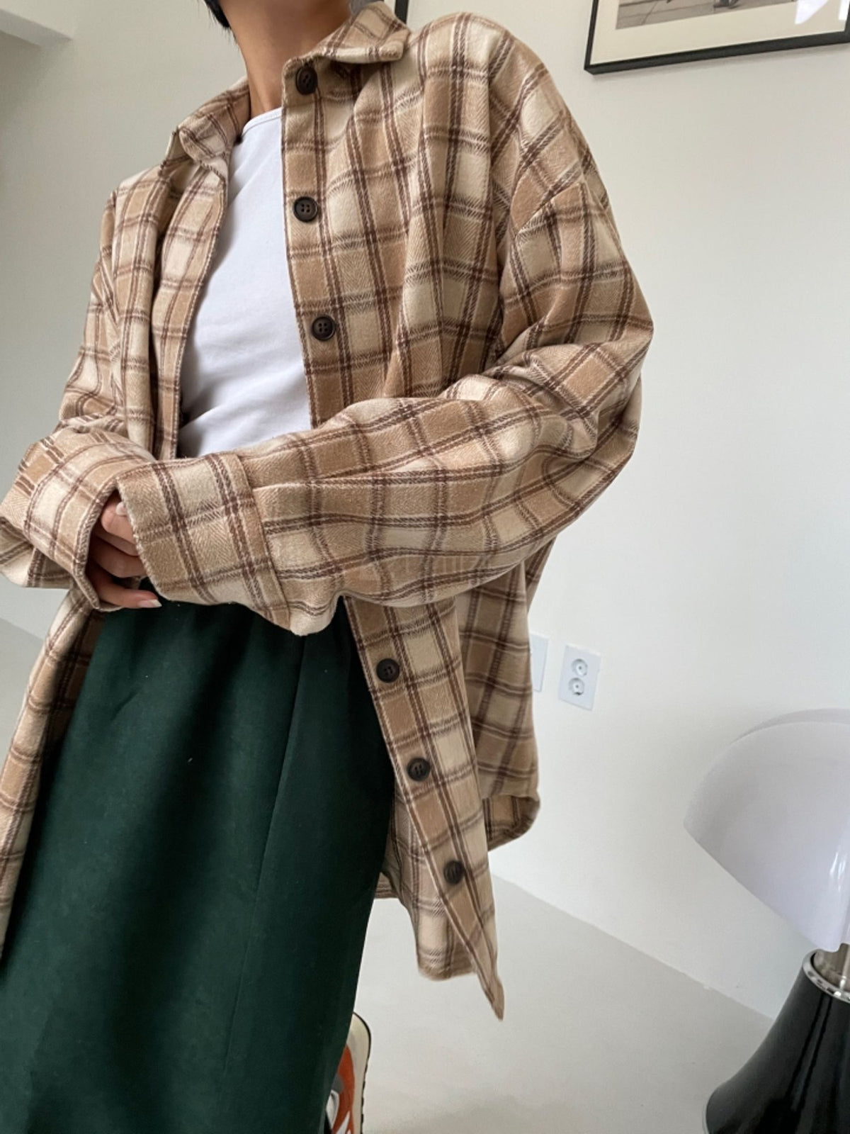 Wool Fuzzy Plaid Shacket