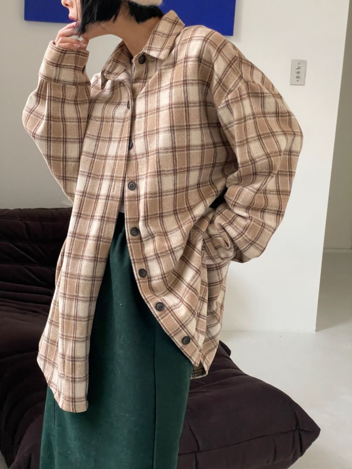 Wool Fuzzy Plaid Shacket