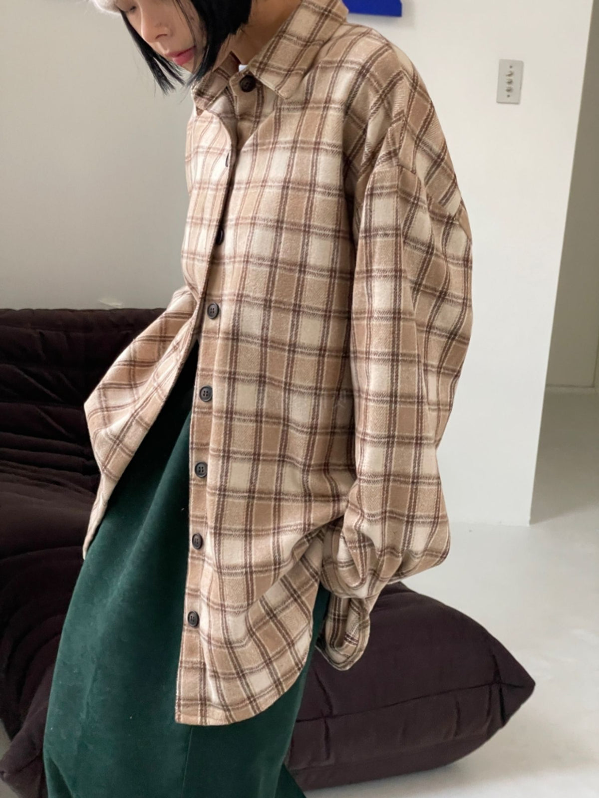 Wool Fuzzy Plaid Shacket