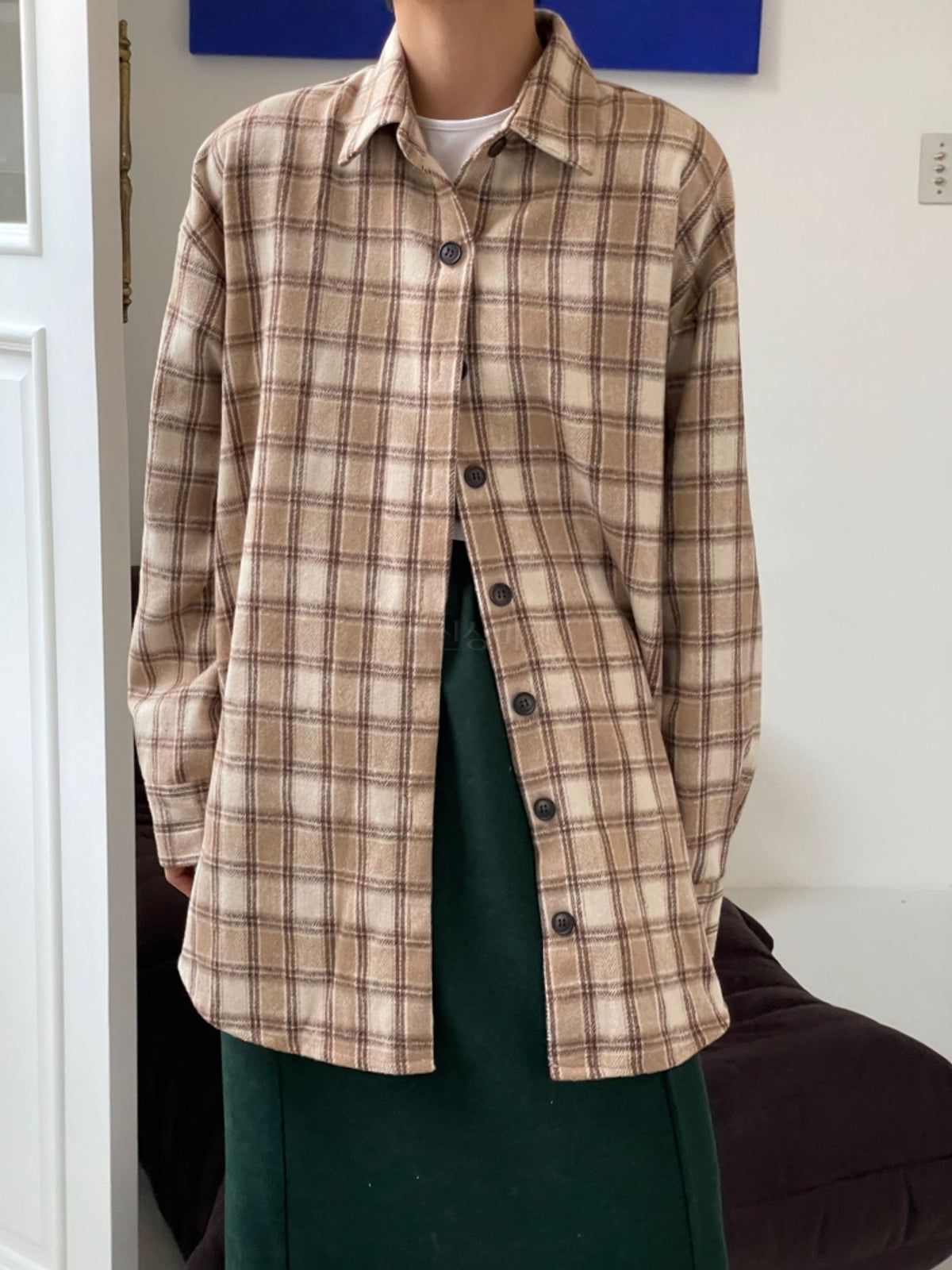 Wool Fuzzy Plaid Shacket