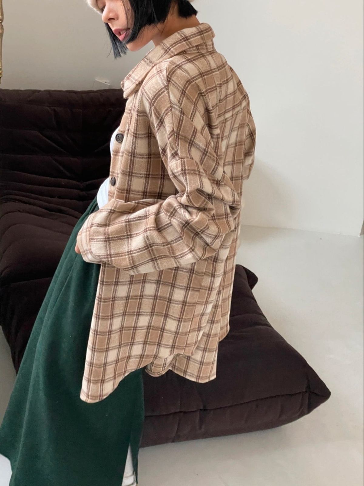 Wool Fuzzy Plaid Shacket