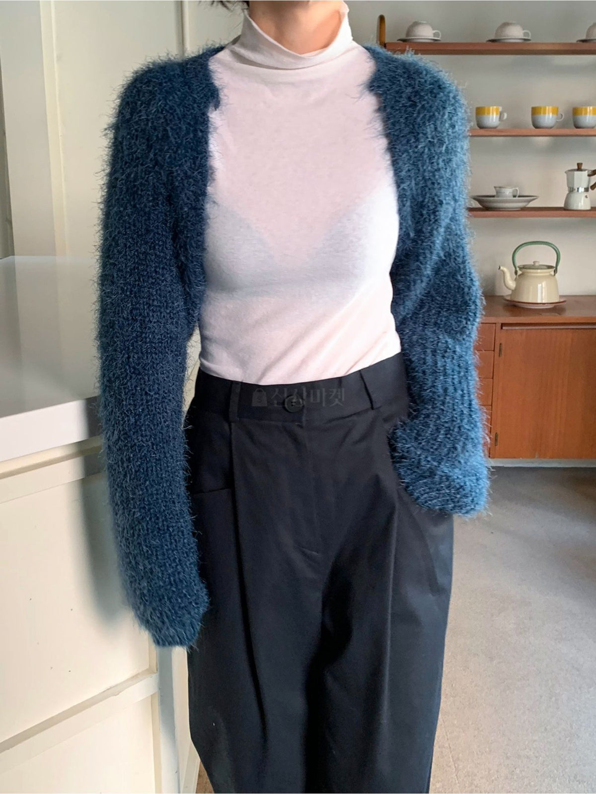 Fluffy Ribbed Bolero Cardigan