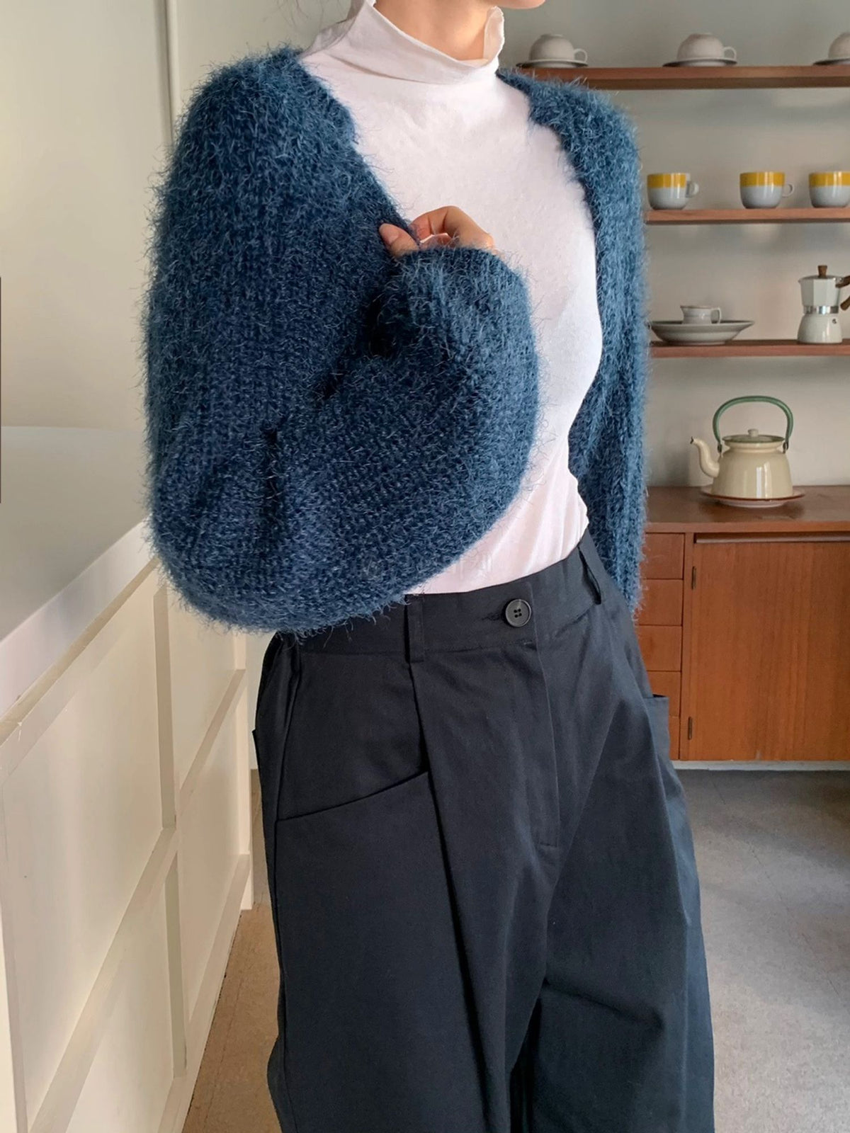 Fluffy Ribbed Bolero Cardigan