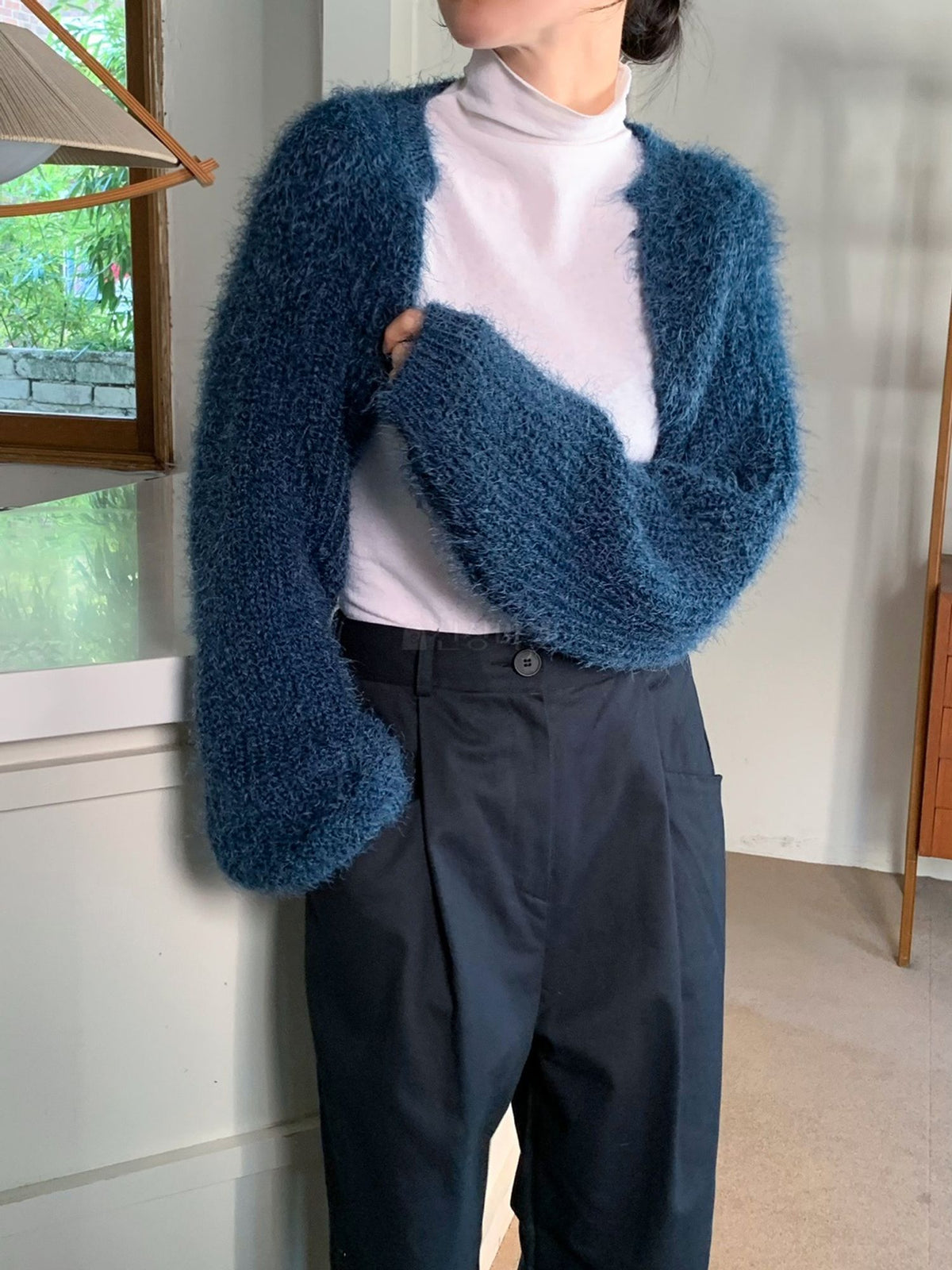 Fluffy Ribbed Bolero Cardigan