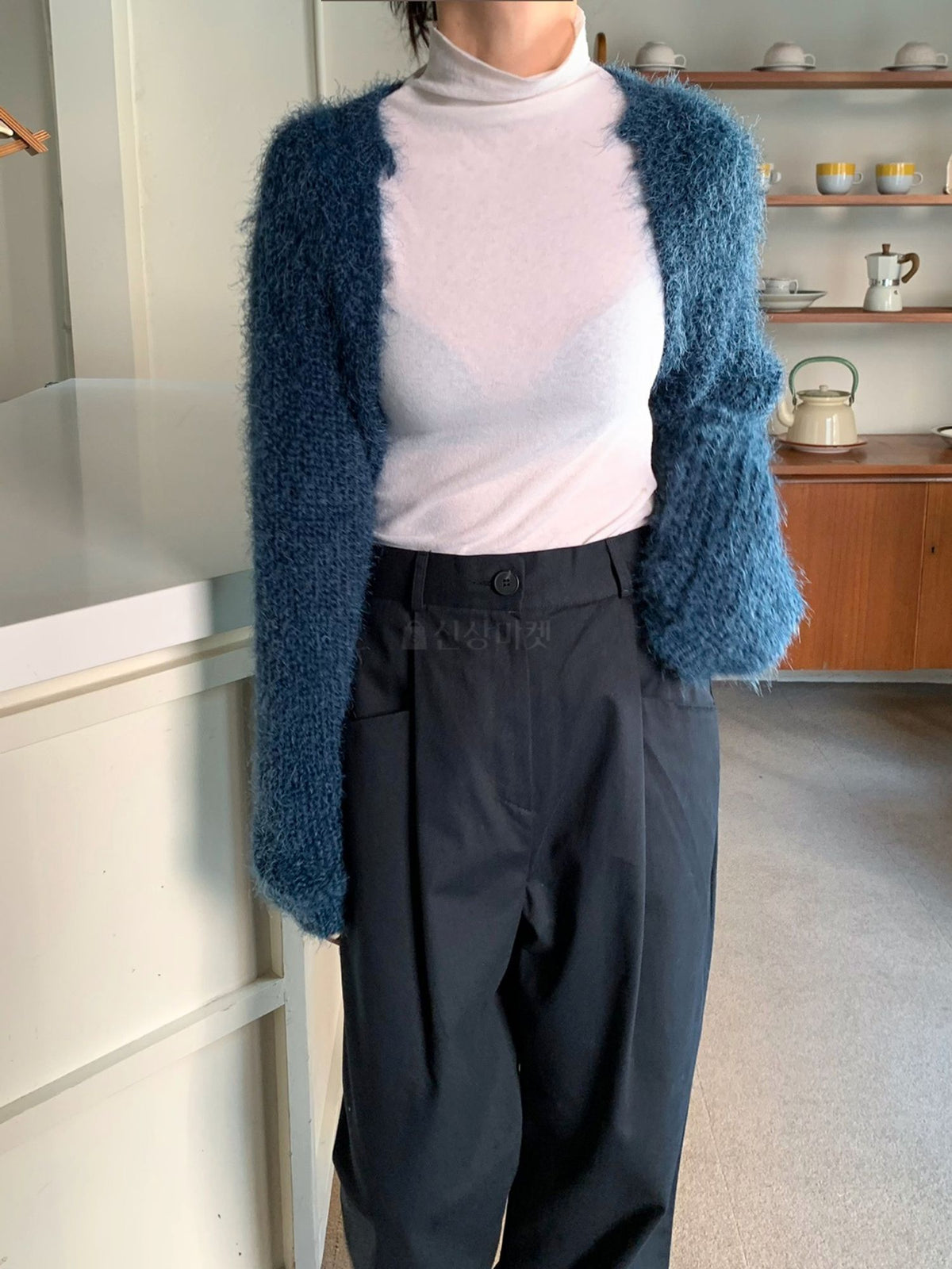 Fluffy Ribbed Bolero Cardigan