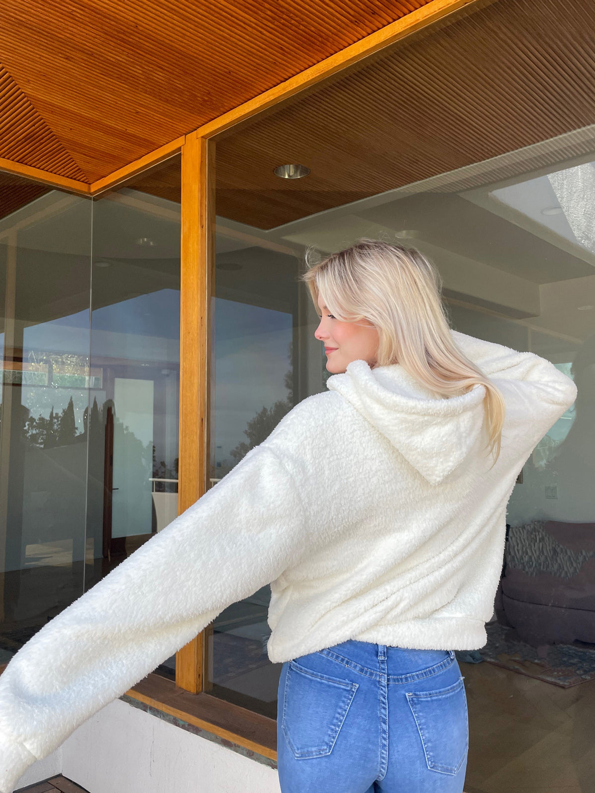 Fuzzy Faux Lamb Fur Hoodie